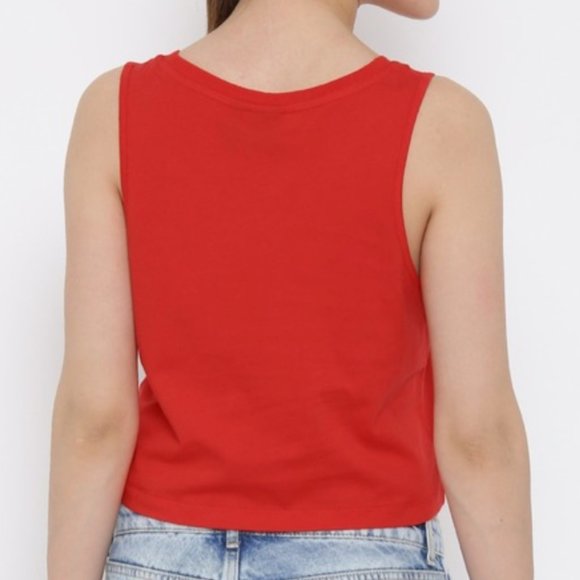 Adidas Originals Red Women Red Loose Printed Crop Top - Picture 3 of 7